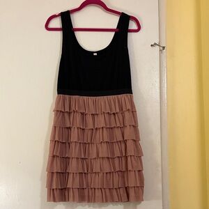 Black and Mauve Ruffle Dress